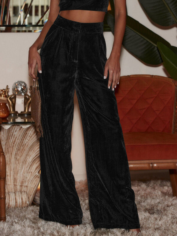 Temperament Commuter Pants Europe And The United States Women's Summer Golden Velvet Wide Leg Pants Loose Casual Pants - Image 3