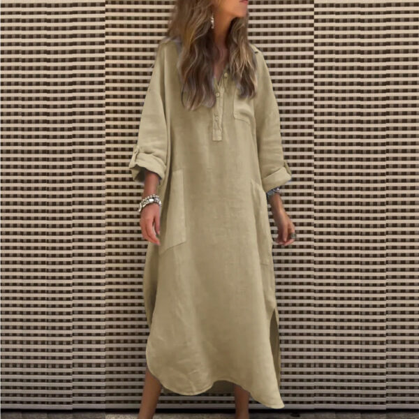 New Autumn And Winter Elegant Solid Color Irregular Dress - Image 10