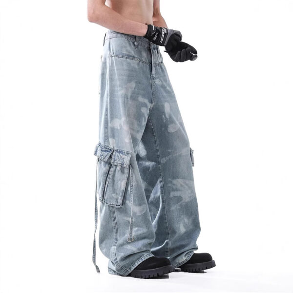 American Retro Tie-dyed Denim Overalls