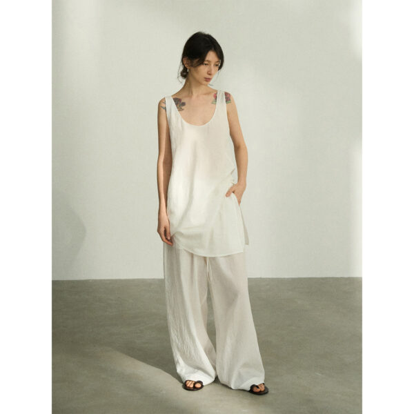 Design Elastic Waist Stone Washed Tencel Matte Casual Trousers - Image 10