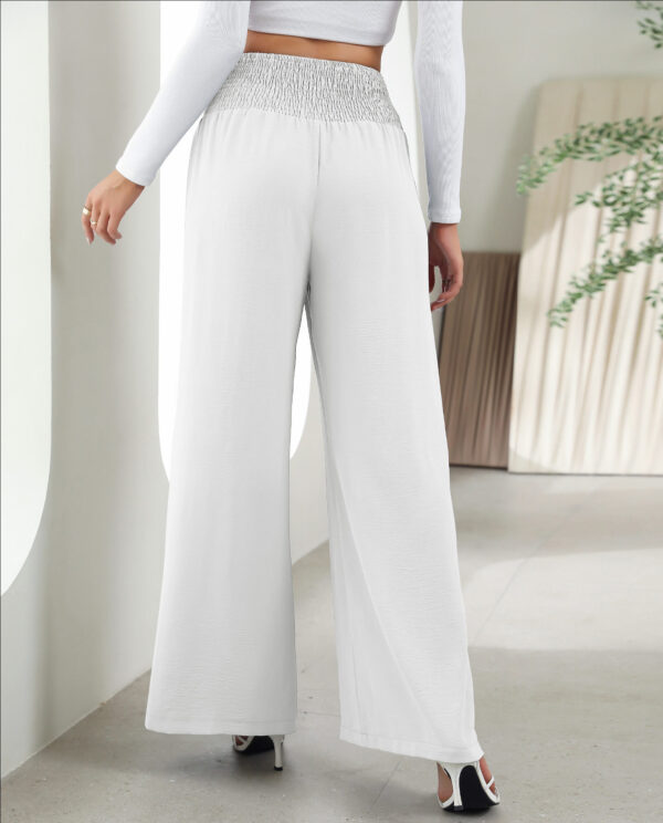 Fashion Straight Wide Leg Pants Elastic High Waist Casual Trousers For Women - Image 4