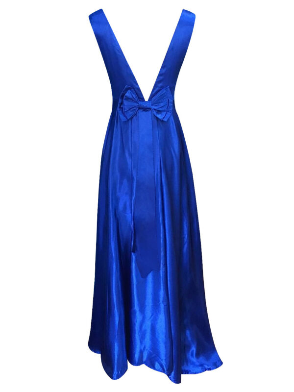 Deep V Neck Sleeveless Backless Bow Ball Evening Dress - Image 3