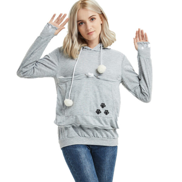 Cute Hoodies Pullover Sweatshirts With Pet Pocket For Cat Clothes Winter Women - Image 9