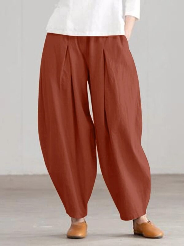 Women's Simple Casual Cotton And Linen Harem Wide-leg - Image 2