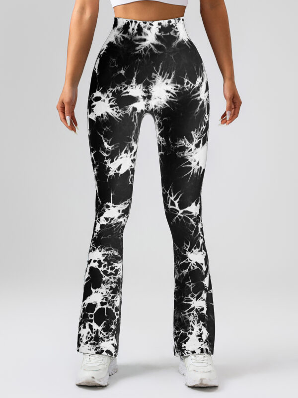 2 Pack Tie Dyed High Waisted Flared Butt-lifting Fitness Sports Women's Yoga Bell-bottom Pants, Workout Leggings For Women, Gym Scrunch Butt Butt Lifting Seamless Leggings - Image 2