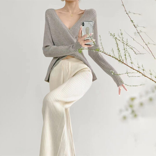 Women's High Waist Slimming Soft Knitted Trousers - Image 5