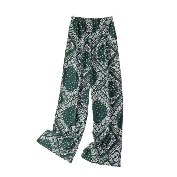 Women's Paisley Scarf Print Wide Leg Bohemian Casual Loose Pants - Image 7