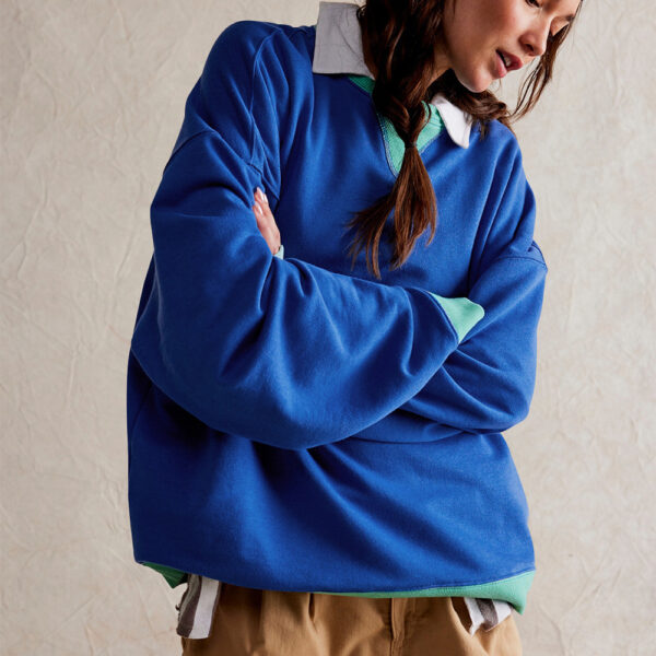 Fashion Color-matching Pullover Sweatshirt Street Casual Loose Lantern Sleeve Tops Sports Womens Clothing - Image 2