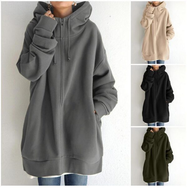 Women's Fuzzy Hoodies Long Sport Pullover Hoodie Full-Zip Hoodie Sweatshirt - Image 8