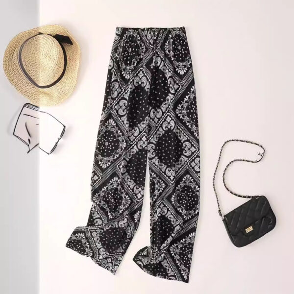 Women's Paisley Scarf Print Wide Leg Bohemian Casual Loose Pants - Image 5