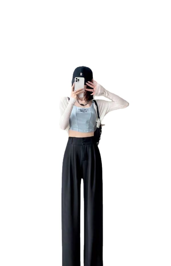 Green Ice Silk Wide-leg Pants Women's Summer Thin High Waist - Image 5