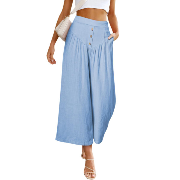 European And American Lazy Relaxed Casual Wide Leg High Waist Women's Cropped Pants - Image 3