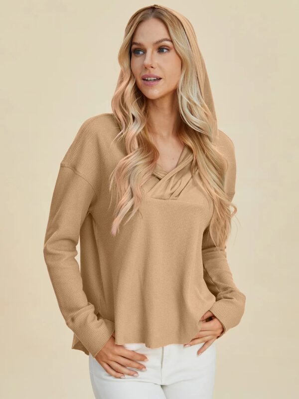 Double Take Full Size High-Low Dropped Shoulder Long Sleeve Hoodie - Image 4