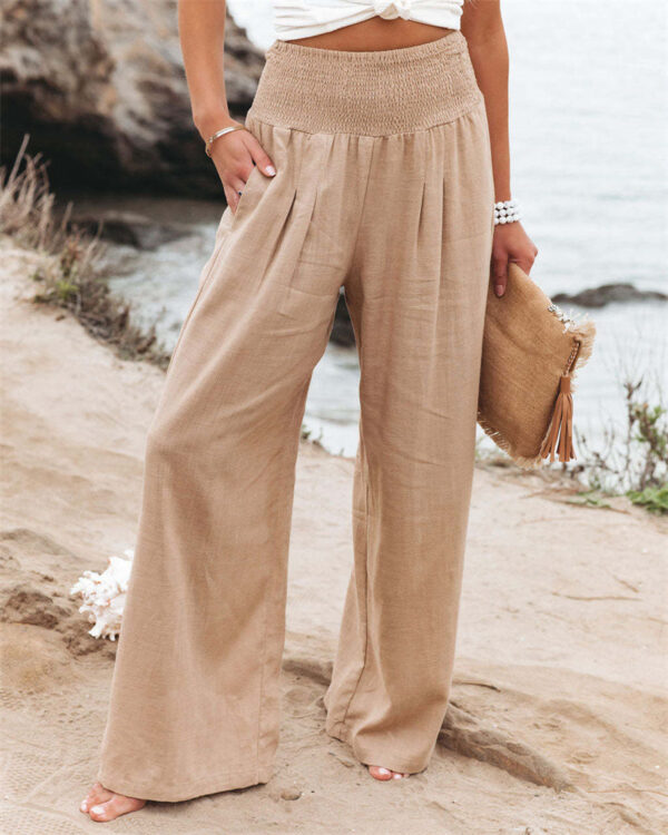Women's Pants Casual Wide Leg Cotton Linen Loose Trousers - Image 3