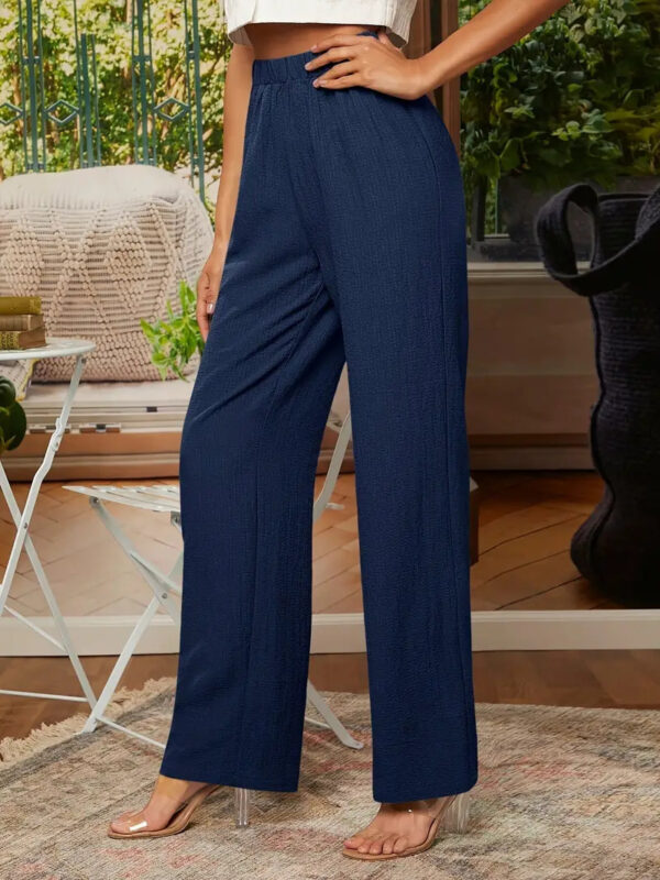 European And American Women's Clothing Elastic Waist Casual Straight Pants Texture Fabric Casual And Comfortable - Image 7