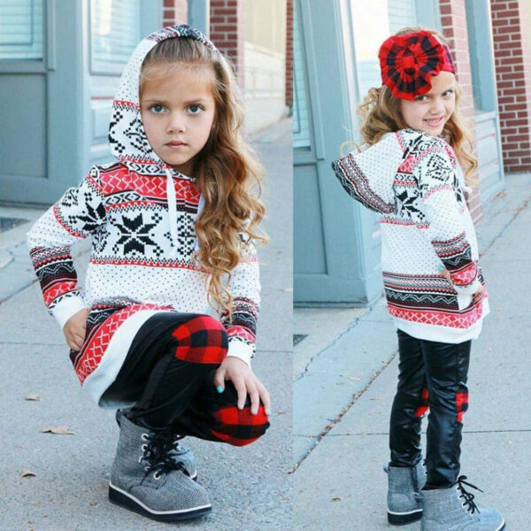 Christmas Parent-Child Hooded Sweater With Snowflake Print - Image 5