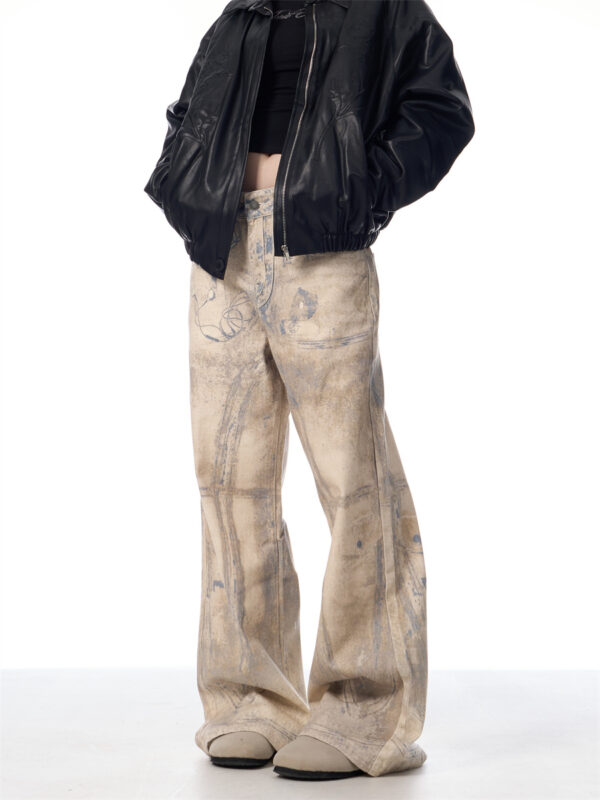 Retro 3D Printing Laser Full Printed Washed Jeans - Image 4