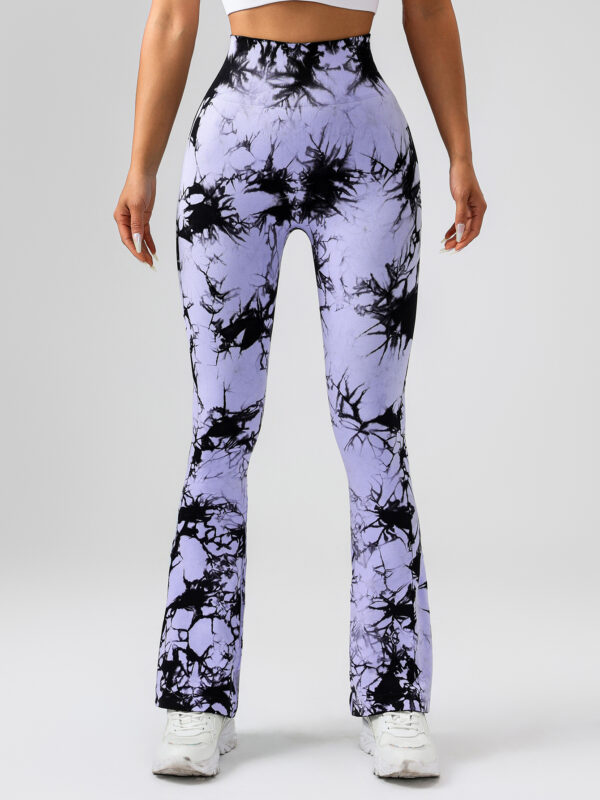 High-Waist Tummy Control Flare Yoga Pants For Women, Tie-Dye Stretch Slimming Bootcut Workout Pants, Fitness & Sports Activewear - Image 7