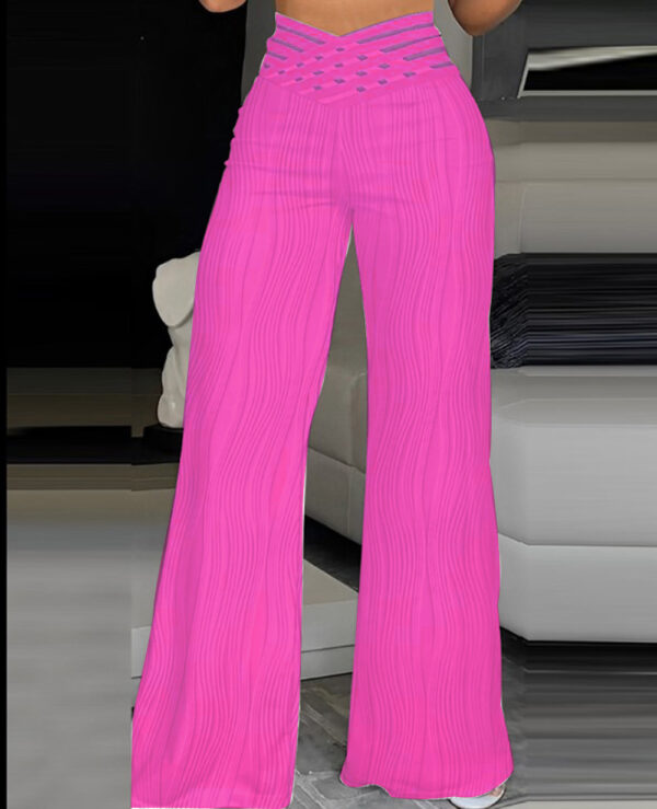 Jacquard Stretch Fabric Bootcut Pants Women - Image 9