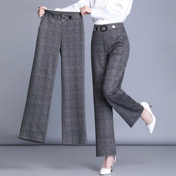 High Waist Plus Size Wide Leg Pants Casual Straight Trousers - Image 6