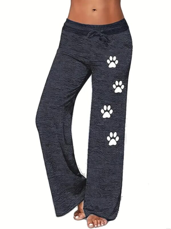 Dog Paw Print Loose Pants, Casual Drawstring Comfortable Pants - Image 2