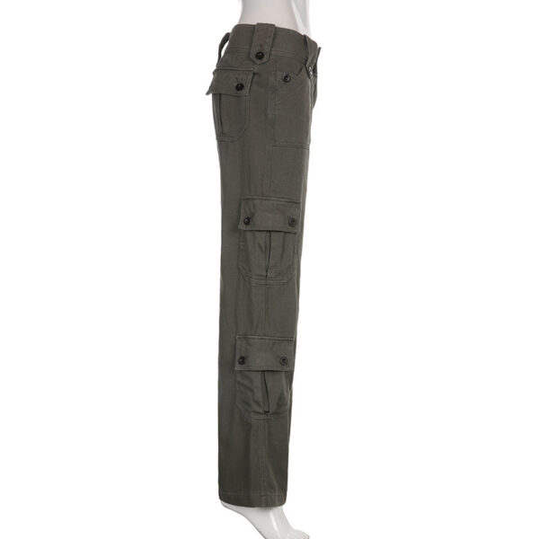 Low-Rise Multi-Pocket Pressed Loose Cargo Pants - Image 5