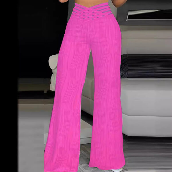 Jacquard Stretch Fabric Bootcut Pants Women - Image 7