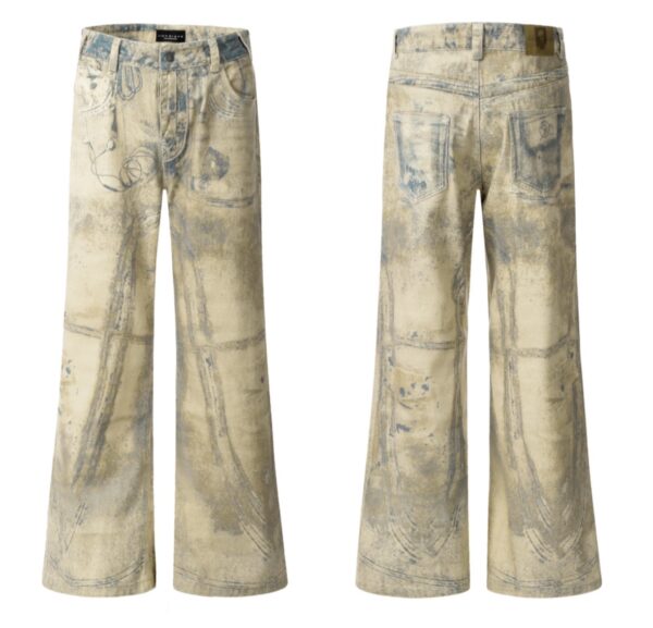 Retro 3D Printing Laser Full Printed Washed Jeans - Image 3