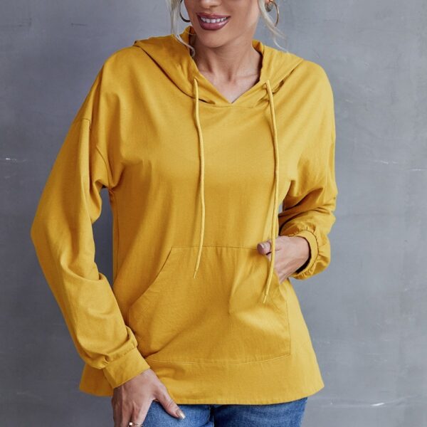 Loose Casual Plus Size Hooded Tap Pocket Sweatshirt - Image 3