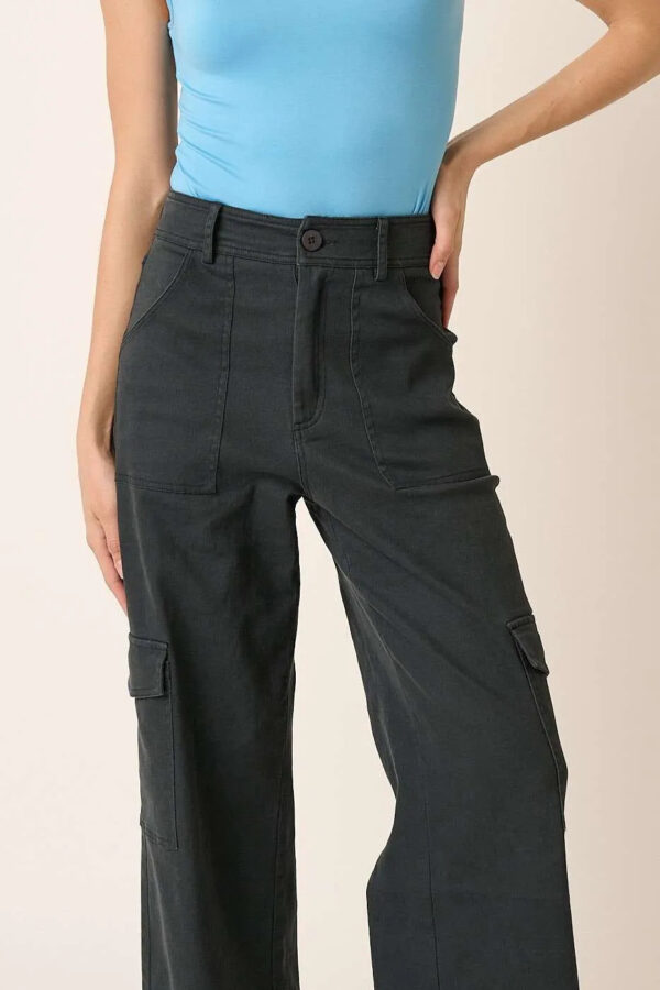 Mittoshop Wide Leg High Waist Pants With Cargo Pockets - Image 2