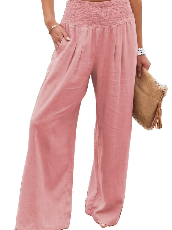 Women's Pants Casual Wide Leg Cotton Linen Loose Trousers - Image 5