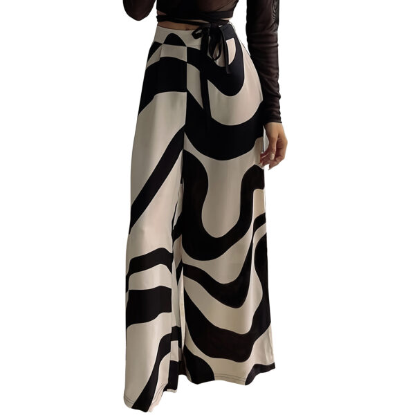 Loose High Waist Wide Leg Printed Straight Casual Pants - Image 2