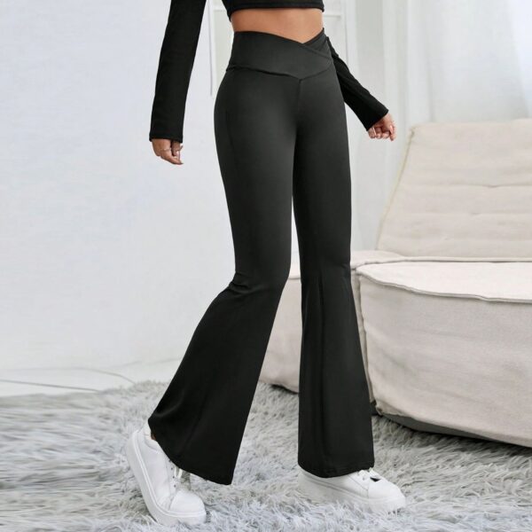 Cross Waist Thin Yoga Pants High Waist American Micro Pull Mop Casual Sports Trousers - Image 3