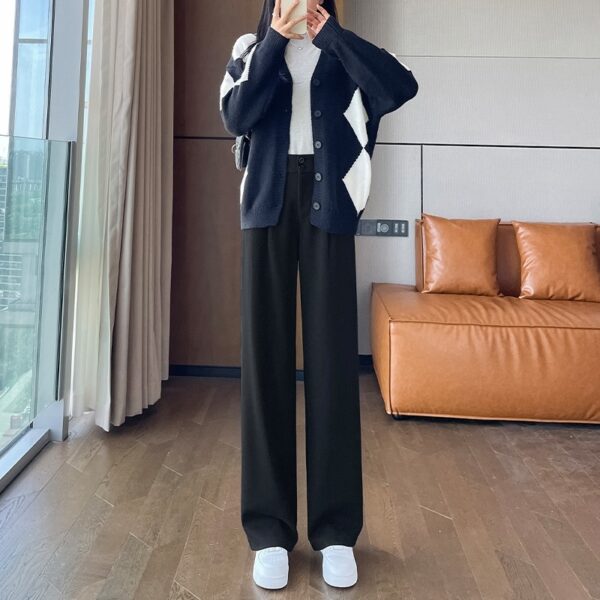 Gray Woolen Wide-leg Pants Autumn And Winter High Waist Drooping Casual Straight-leg - Image 8