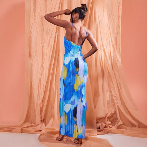 Fashion Women's Wear Sling Pleated Printing Dress - Image 6