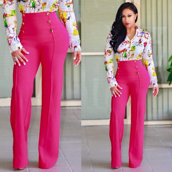 Double-breasted Micro-stretch Wide-leg Pants - Image 6