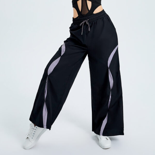 Sports Fashion High Waist Lace-up Color Contrast Breasted Loose Casual Woven Pants - Image 2