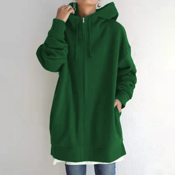 Women's Fuzzy Hoodies Long Sport Pullover Hoodie Full-Zip Hoodie Sweatshirt - Image 3