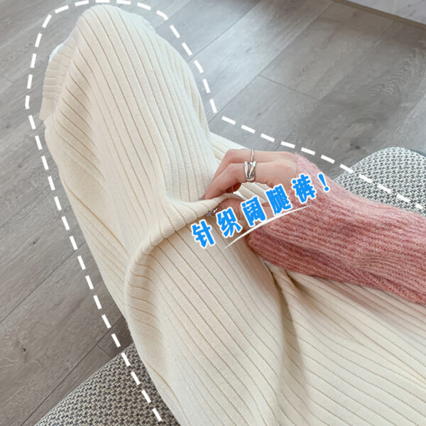 Knitted Wide-leg Pants Women's High Waist Straight Loose - Image 8
