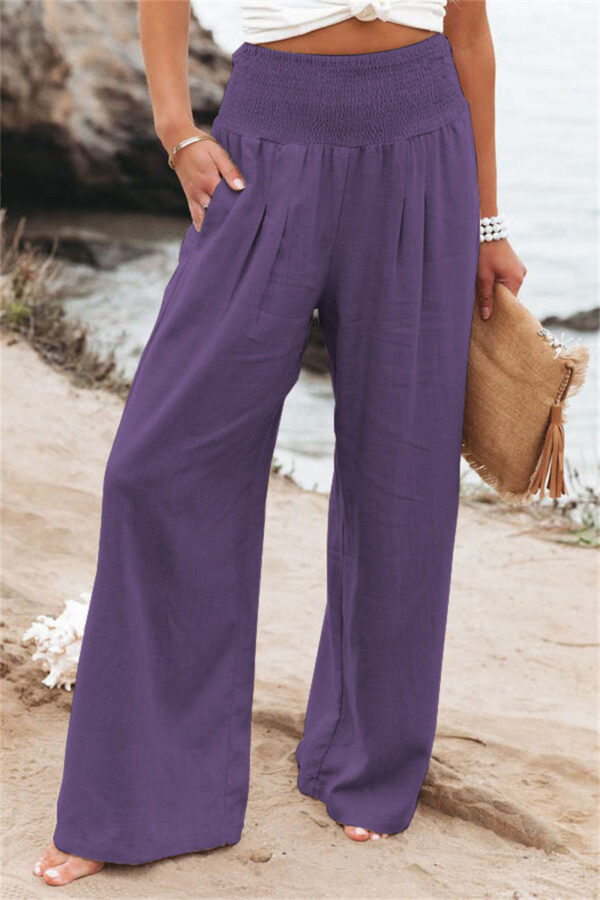 Women's Pants Casual Wide Leg Cotton Linen Loose Trousers - Image 7