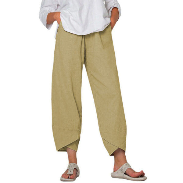 Cotton And Linen Wide Leg Pants Solid Color High Waist Loose Casual Trousers For Women - Image 10