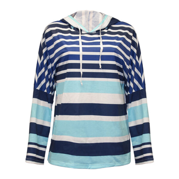 Women's Striped Hooded Long Sleeve Loose Casual Sweatshirt - Image 5