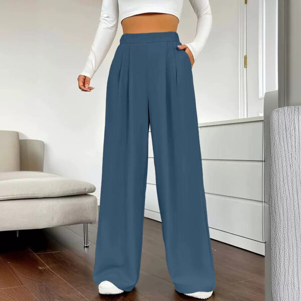 Elegant High Waist Wide Leg Straight Casual Pants - Image 5