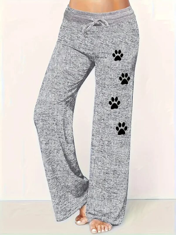 Dog Paw Print Loose Pants, Casual Drawstring Comfortable Pants - Image 3