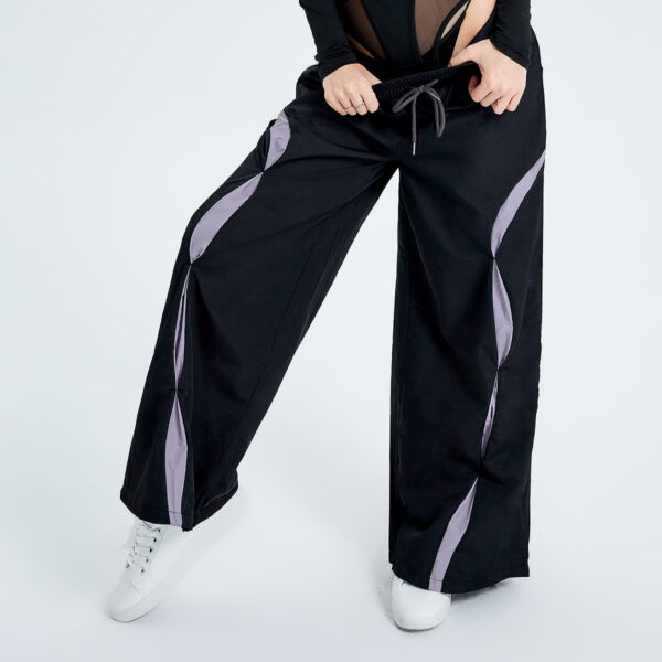 Sports Fashion High Waist Lace-up Color Contrast Breasted Loose Casual Woven Pants - Image 8