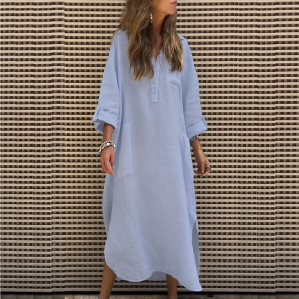 New Autumn And Winter Elegant Solid Color Irregular Dress - Image 9