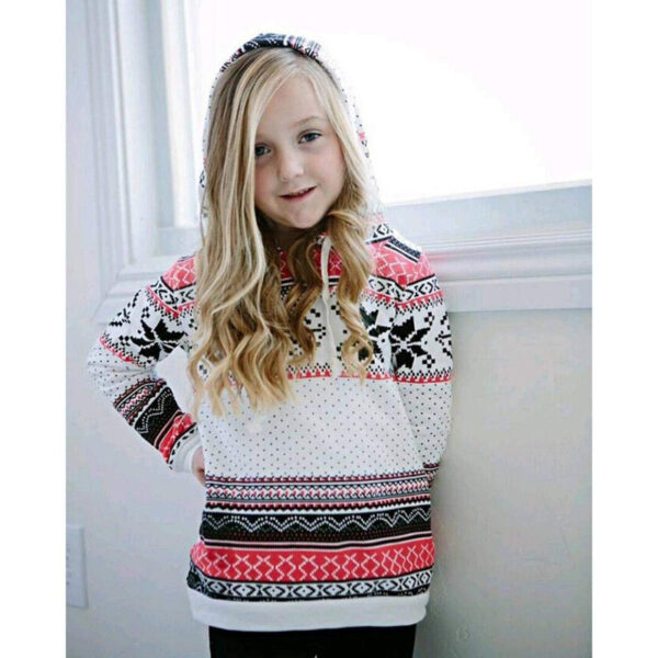 Christmas Parent-Child Hooded Sweater With Snowflake Print - Image 4