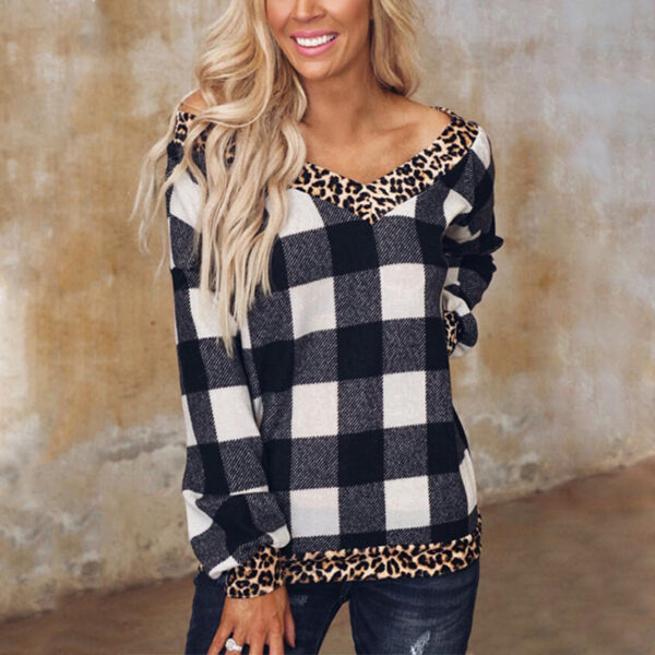 Tie-Dye Printed Leopard Print Stitching Long-Sleeved Sweatshirt - Image 2