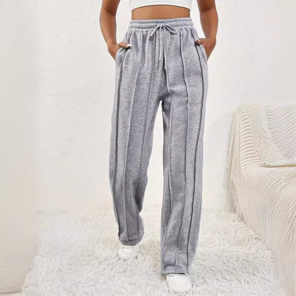 Gray Sweatpants Women's High Waist Wide Leg Loose - Image 6