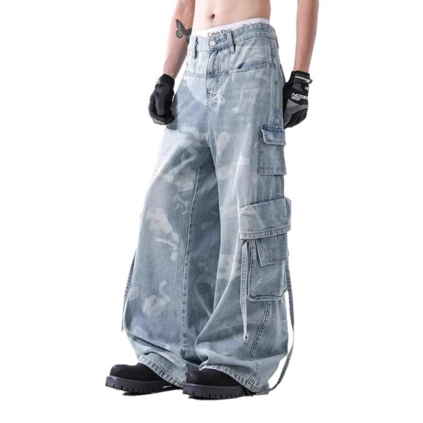 American Retro Tie-dyed Denim Overalls - Image 2